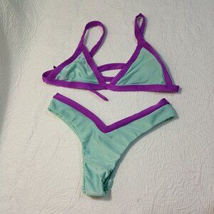 Acqua Di Palma Triangle Bikini Set Small Mint Green & Purple Womens
